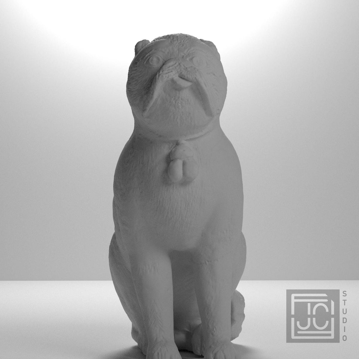 Chinese Porcelain Pug Dog B (One of a Pair)