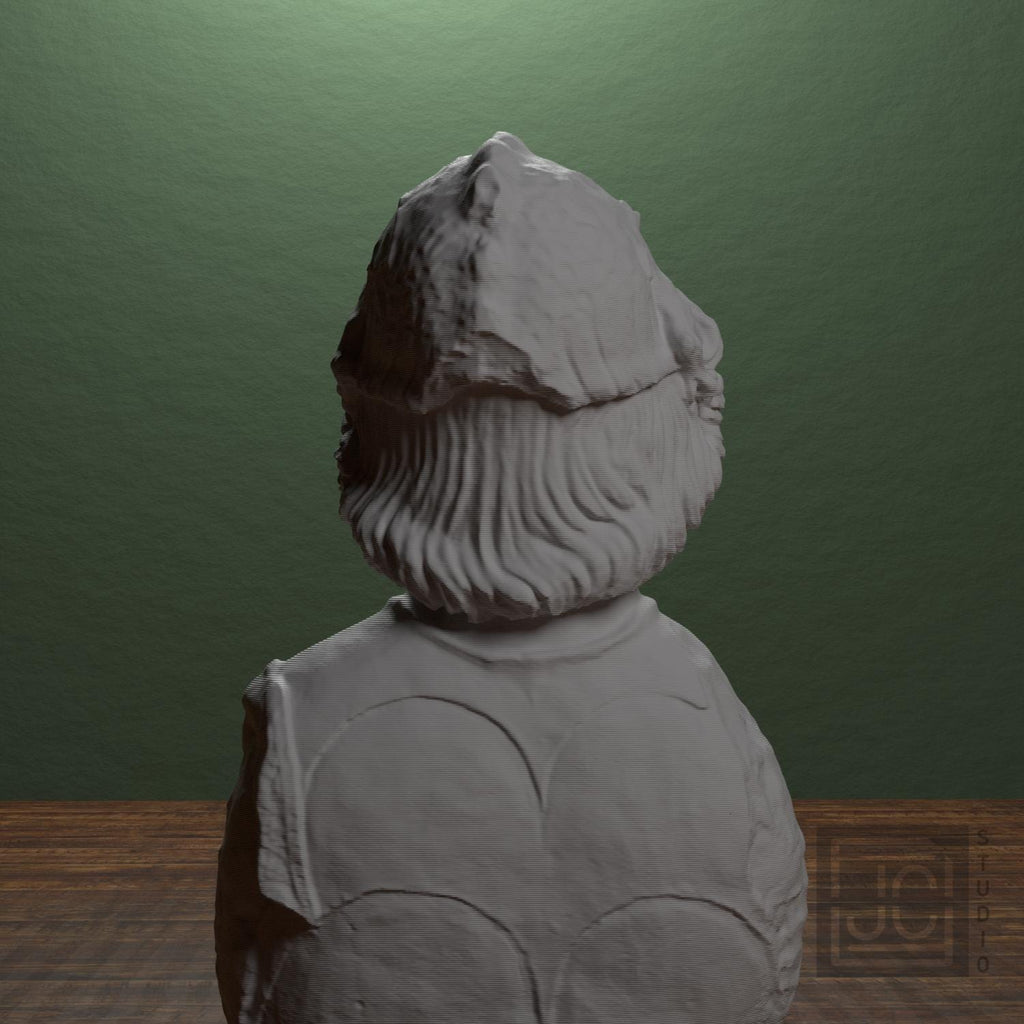 Helmet-clad man and chest harness with relief