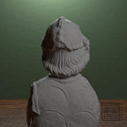 Helmet-clad man and chest harness with relief