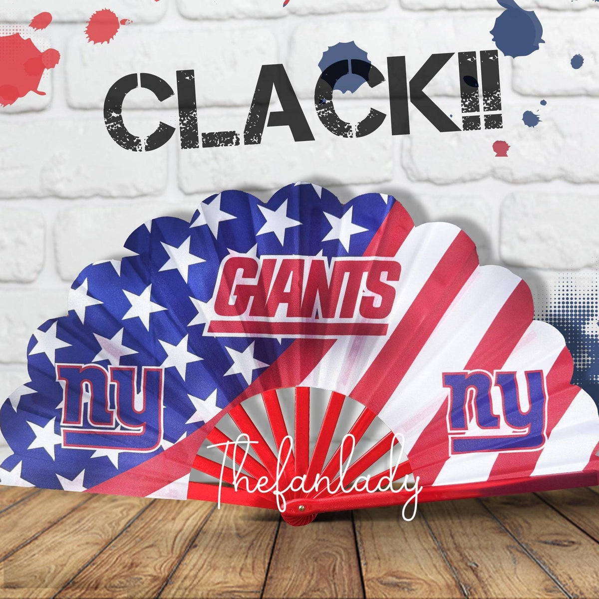 New York Giants Clack Fan, NFL Football Folding Hand Fan, Giants Game Day Fan, Football Gift