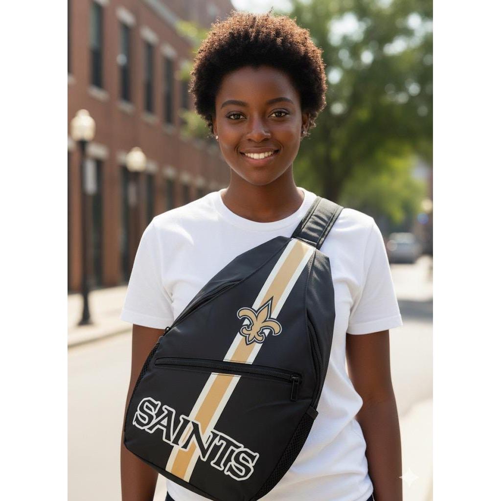 New Orleans Saints Sling Bag, Football Crossbody Bag, Game Day Backpack, Saints Fan Gift