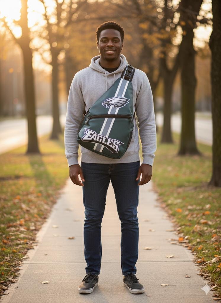 Philadelphia Eagles Sling Bag, Crossbody Chest Bag, Game Day Backpack, Football Fan Gift