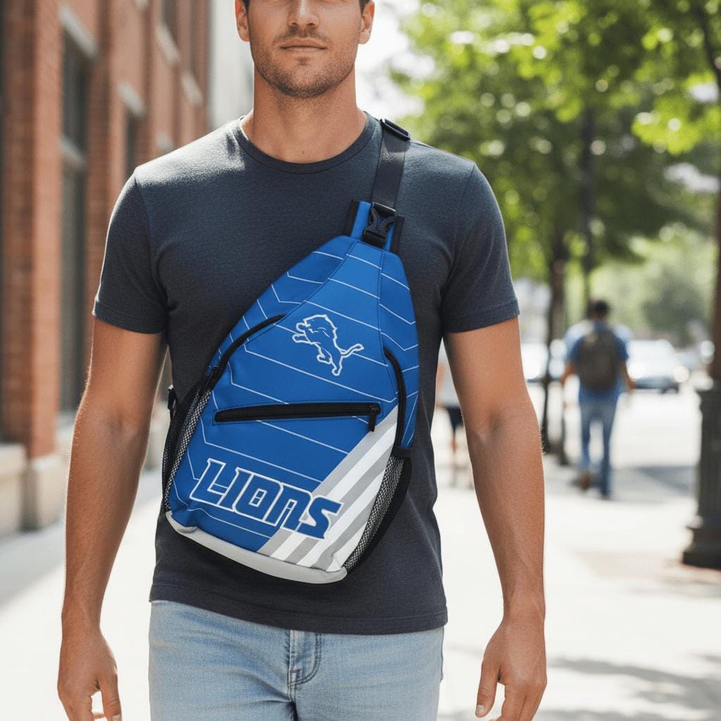 Detroit Lions Sling Bag, Football Crossbody Bag, Game Day Backpack, Lions Fan Gift