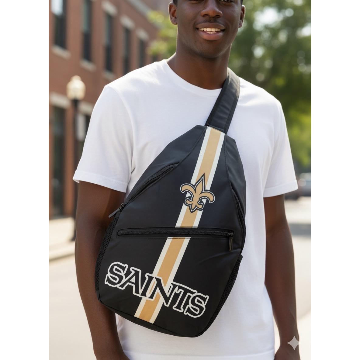 New Orleans Saints Sling Bag, Football Crossbody Bag, Game Day Backpack, Saints Fan Gift