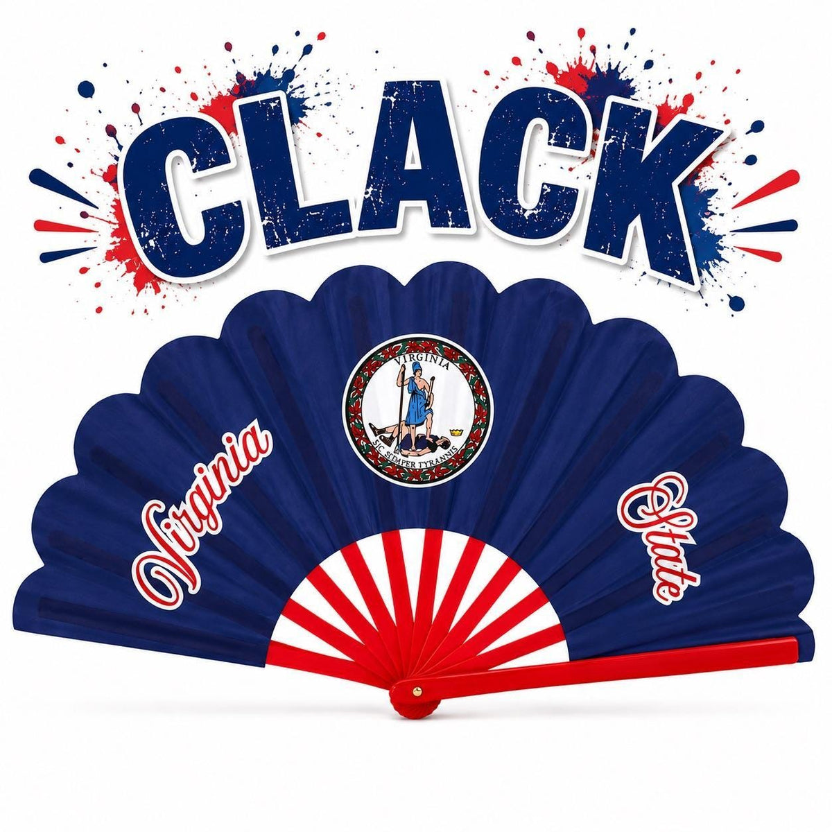 Virginia Clack Fan | Red White Blue Patriotic Hand Fan