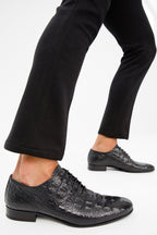 The Randor Black Crocodile Leather Oxford Men Shoe