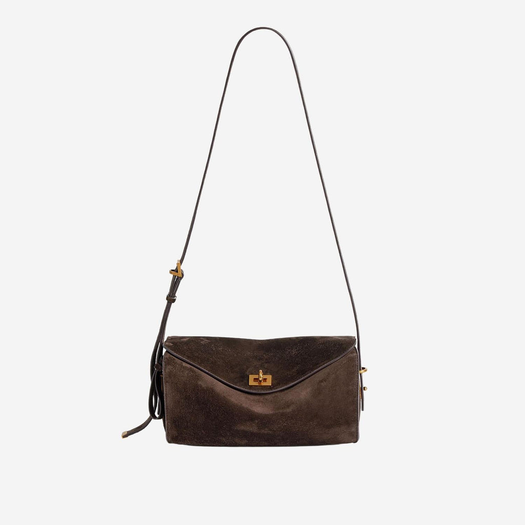 Balenciaga Dark Brown Suede Shoulder Bag