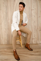 The Wellington Tan Handwoven Leather Men Boot with a Zipper Final Sale!