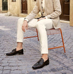 The Meram Black Leather Tassel Slip-On Loafer Men Shoe