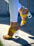 The Duffryn Yellow T-Strap Leather Women Sandal