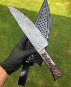 Custom made Damascus steel Integral Chef knife