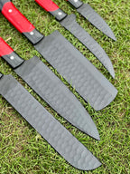 custom made Hand Forged D2 steel Black Coated 5pcs Chef set