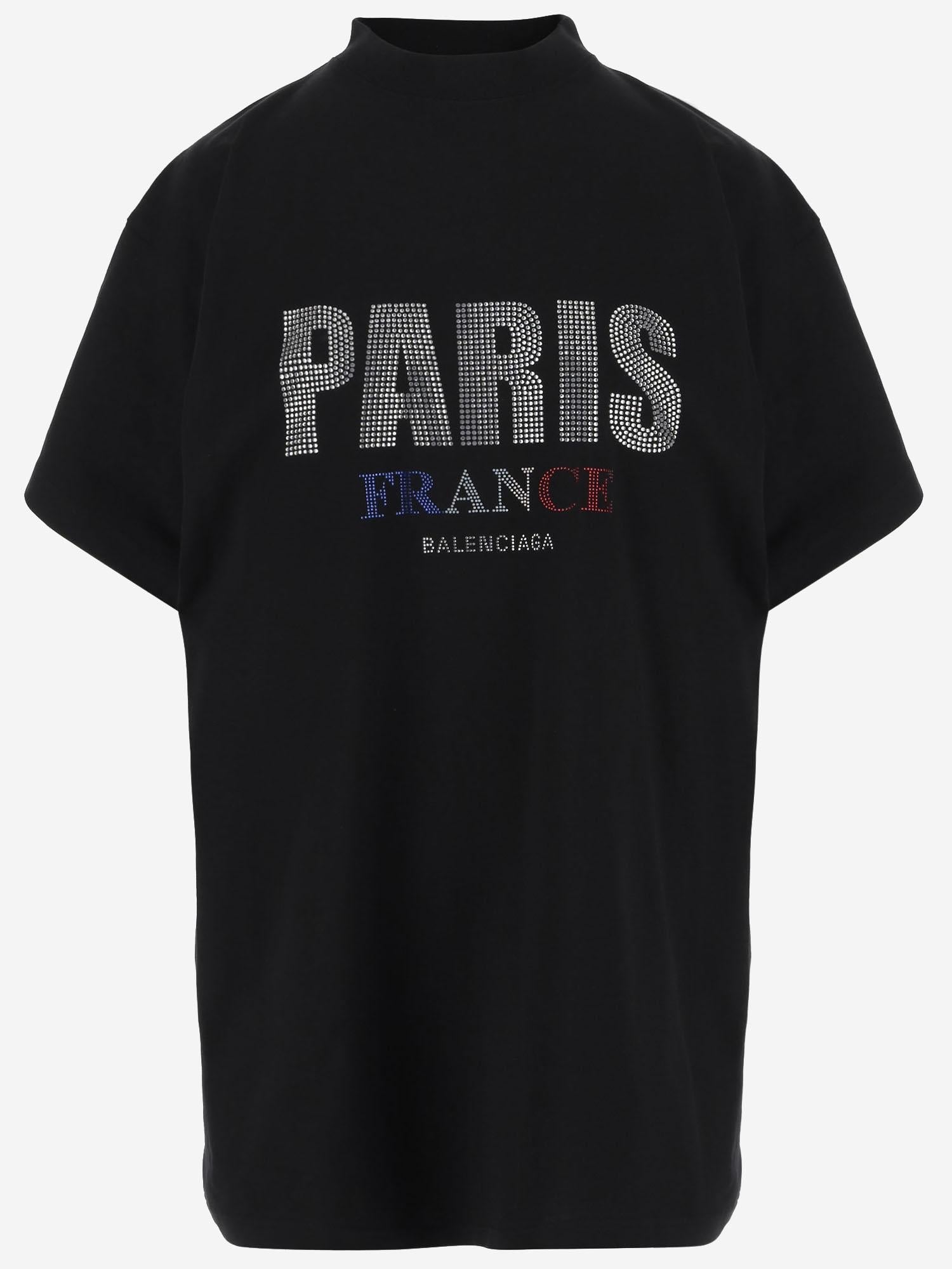 Balenciaga Rhinestone Cotton T-Shirt
