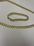 Cuban Link Diamond Cut 14K Gold Filled Necklace 24" Chain and 8.5" Bracelet Jewelry Chain Set
