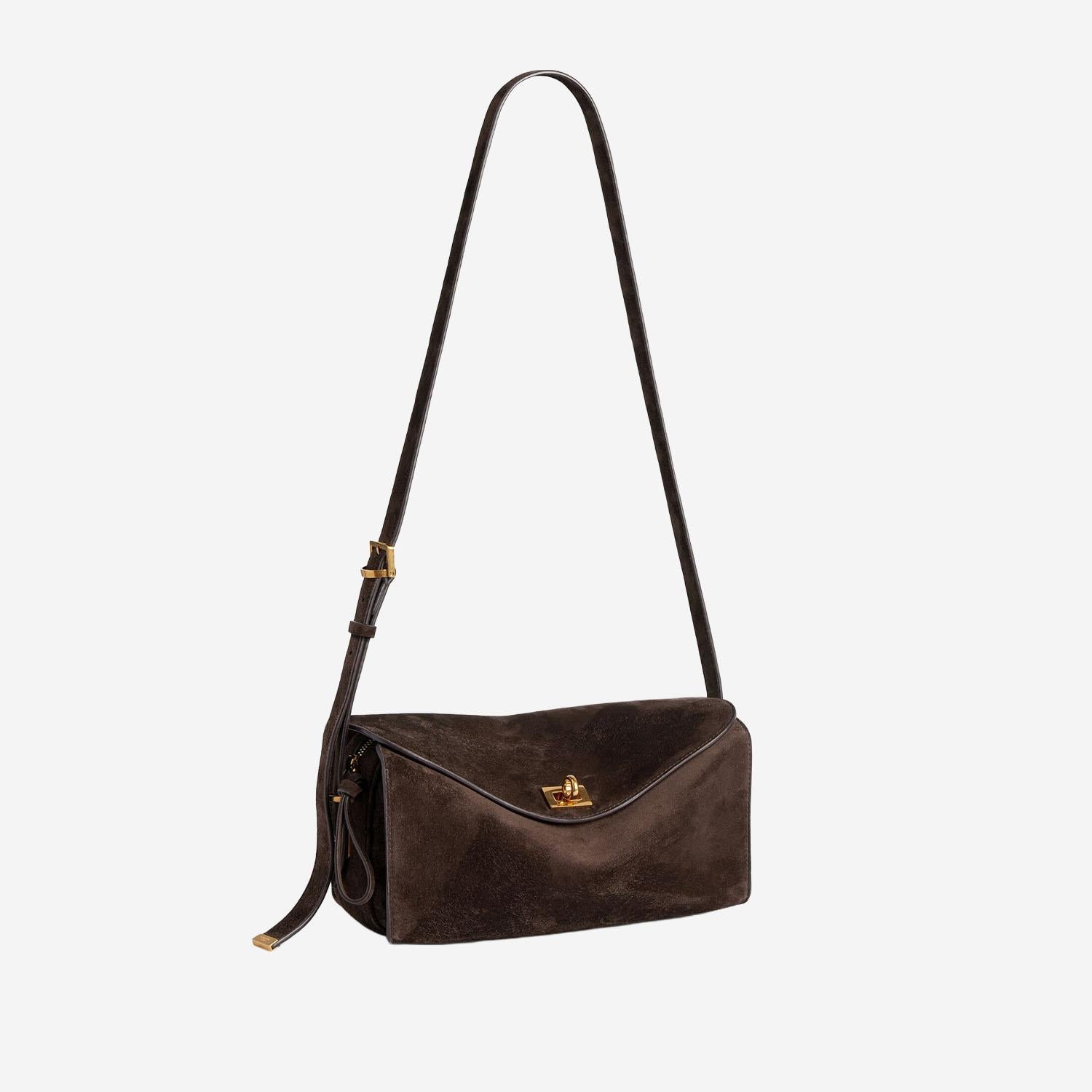 Balenciaga Dark Brown Suede Shoulder Bag