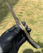 Custom Handmade Damascus steel Blade EDC Folding Pocket Knife
