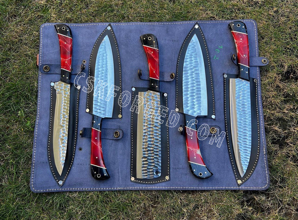 Hand Forged Blades D2 steel 5 pieces kitchen knives set