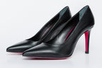 The Ege Black Leather Pump Fuchsia Sole Women Shoe