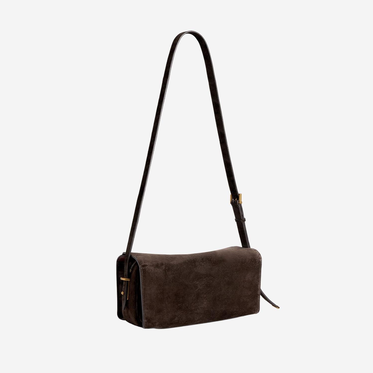 Balenciaga Dark Brown Suede Shoulder Bag