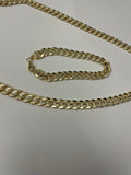 Cuban Link Diamond Cut 14K Gold Filled Necklace 24" Chain and 8.5" Bracelet Jewelry Chain Set