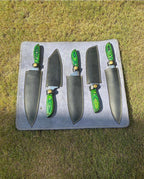 Handmade Damascus steel kitchen chef knives set