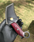 Handmade D2 steel Black Coated karambit Neck knife