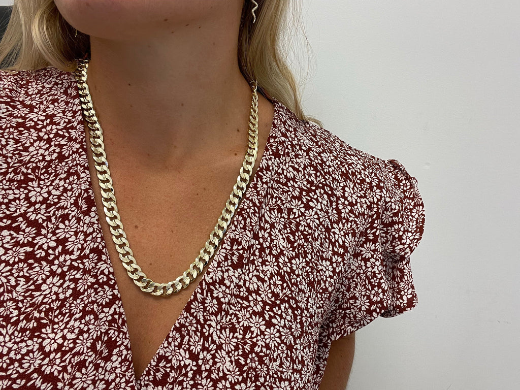 Cuban Link Diamond Cut 14K Gold Filled Necklace 24" Chain and 8.5" Bracelet Jewelry Chain Set
