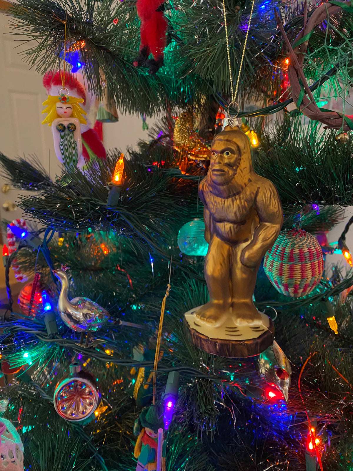 Bigfoot Sasquatch Ornament - Holiday Christmas Hand-Blown Glass ® Archie McPhee