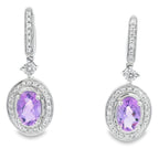 .93ct Amethyst Diamond Dangle Earrings 10KT White Gold