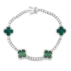 Moissanite Malachite Tennis Bracelet Sterling Silver