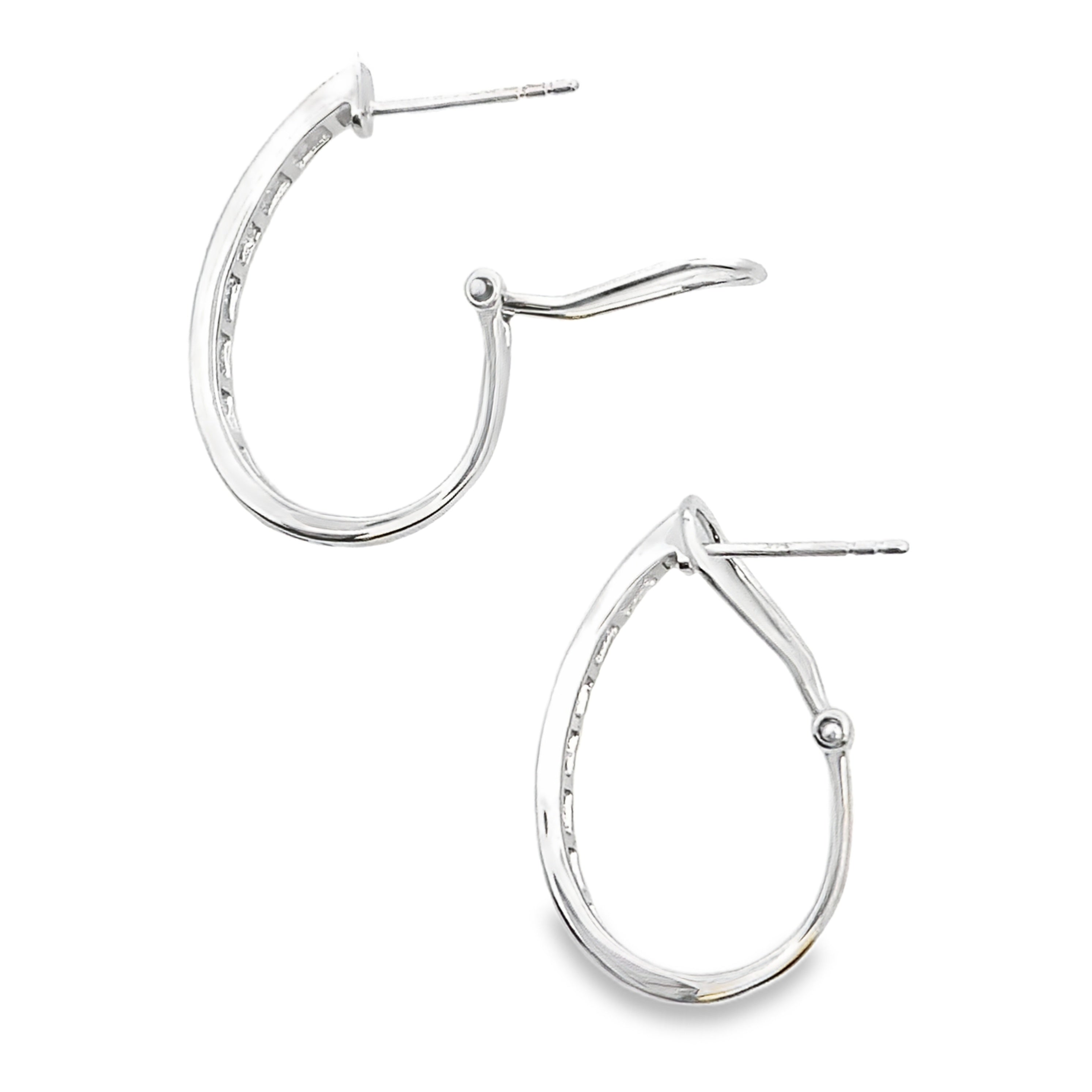 1.00ct Diamond Hoop Earrings 14KT White Gold