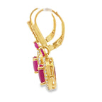 3.50ct Ruby Diamond Dangle Earrings 10KT Yellow Gold