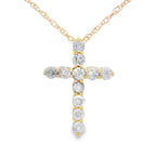 .19ct Diamond Cross Religious Pendant 14KT Yellow Gold