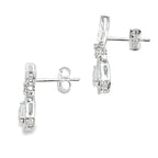 Rose Quartz Diamond Dangle Earrings 10KT White Gold