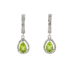 .88ct Peridot Diamond Dangle Earrings 14KT White Gold