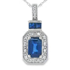 .84ct Sapphire Diamond Fashion Pendants 14KT White Gold