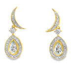 Aquamarine Diamond Dangle Earrings 10KT Yellow Gold