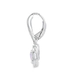 Rose Quartz Diamond Dangle Earrings 10KT White Gold
