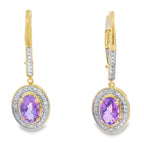 .98ct Amethyst Diamond Dangle Earrings 10KT Yellow Gold