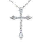 .16ct Diamond Cross Religious Pendant 14KT White Gold