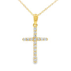 .19ct Diamond Cross Religious Pendant 14KT Yellow Gold