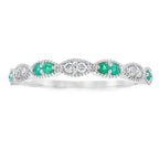 Emerald Diamond stackable band set 14KT White Gold