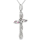Ruby Diamond Cross Religious Pendant 10KT White Gold