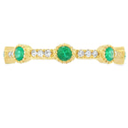 Emerald Diamond stackable band set 14KT Yellow Gold