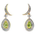 .52ct Peridot Diamond Dangle Earrings 10KT Yellow Gold