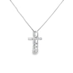 .15ct Diamond Cross Religious Pendant 14KT White Gold