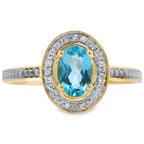 .49ct Blue Topaz Diamond Ring 10KT Yellow Gold