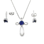 Created Sapphire Jewelry sets Sterling Silver