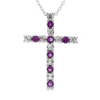 .50ct Amethyst Cross Religious Pendant Sterling Silver
