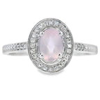 .44ct Rose Quartz Diamond Ring 10KT White Gold